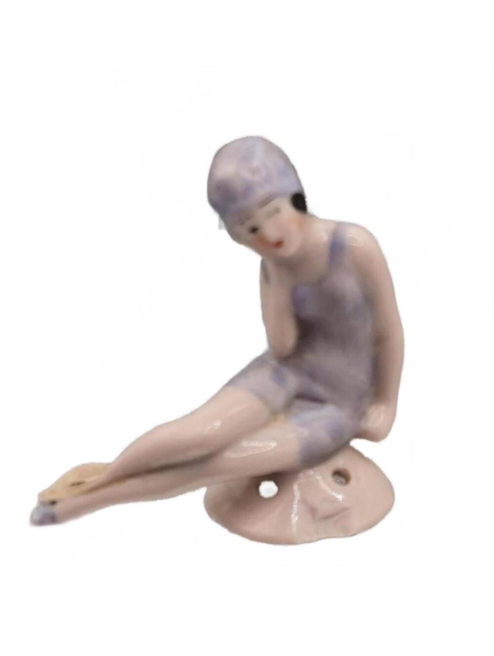 Bathing Beauty Lady Pin Cushion Half Doll Figurine Art Deco Germany Antique